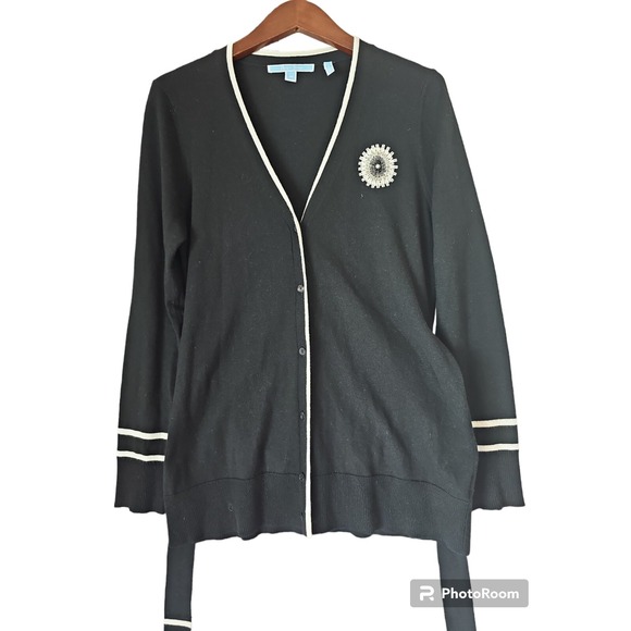Draper James Sweaters - DRAPER JAMES Women's Belted V Neck Button Front Preppy Cardigan Sweater Size M